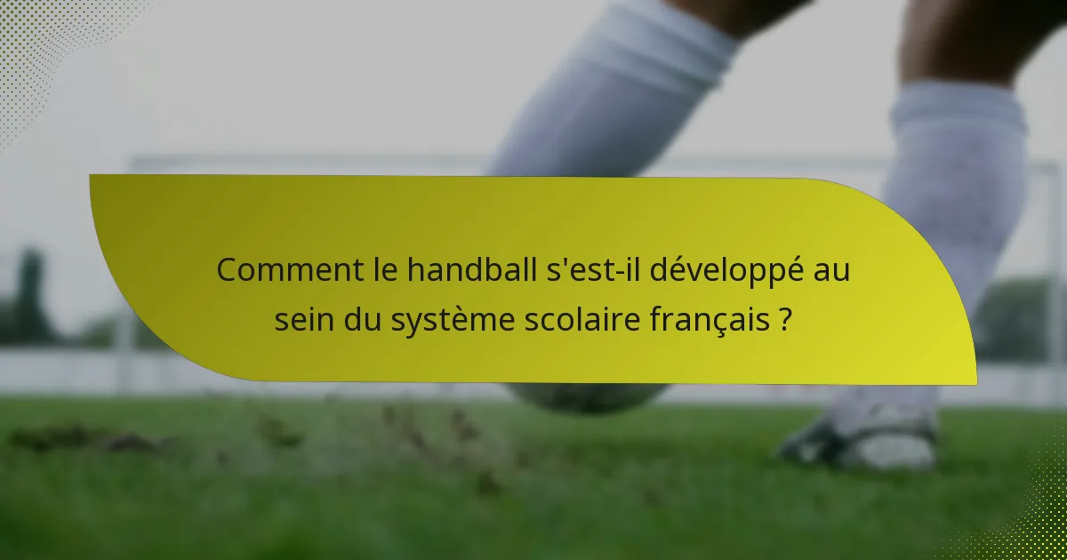 Comment le handball s'est-il développé au sein du système scolaire français ?