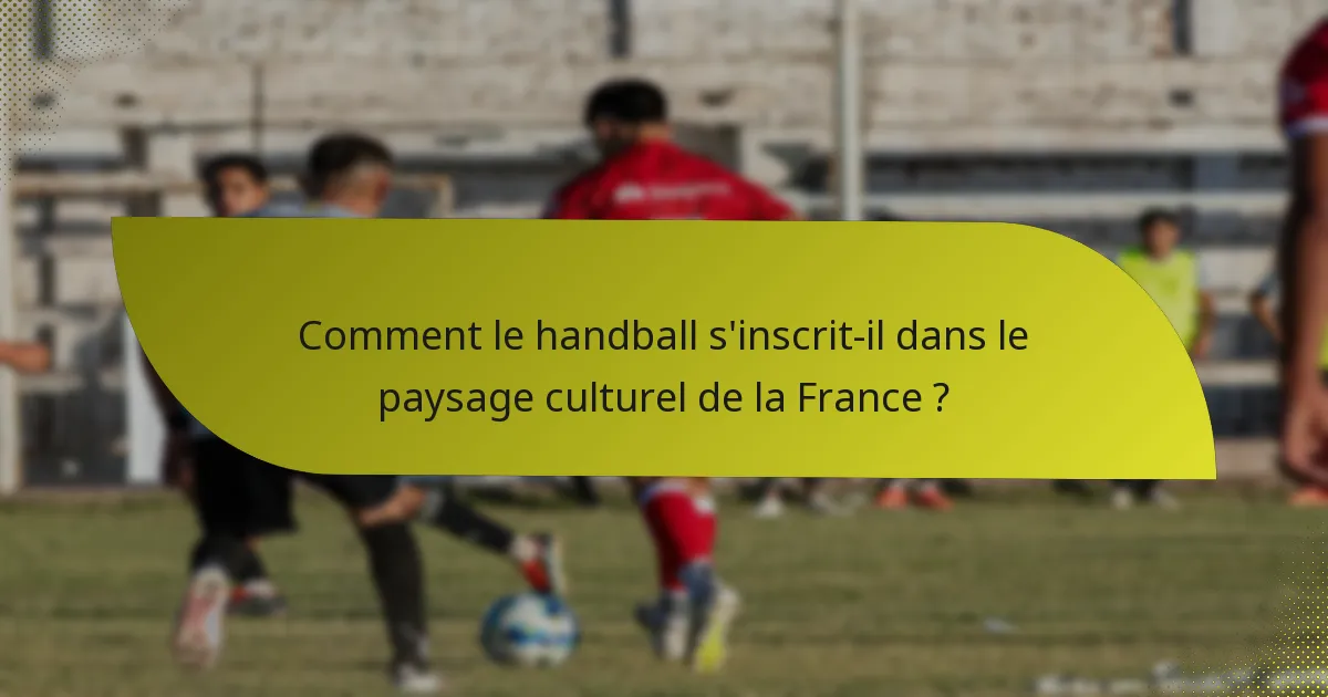 Comment le handball s'inscrit-il dans le paysage culturel de la France ?