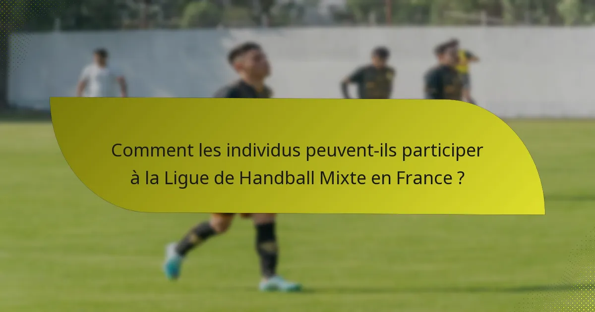 Comment les individus peuvent-ils participer à la Ligue de Handball Mixte en France ?