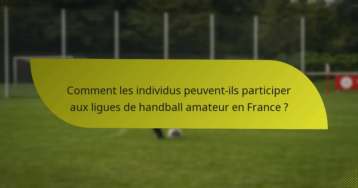 Comment les individus peuvent-ils participer aux ligues de handball amateur en France ?