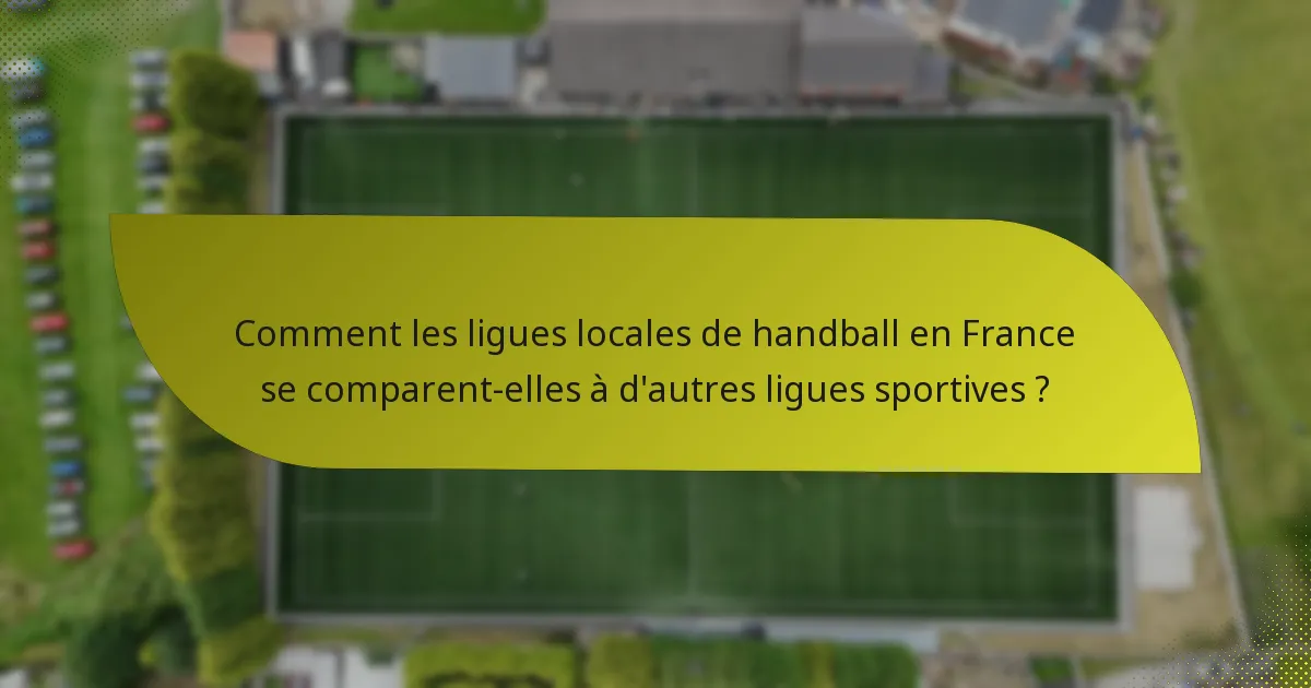 Comment les ligues locales de handball en France se comparent-elles à d'autres ligues sportives ?