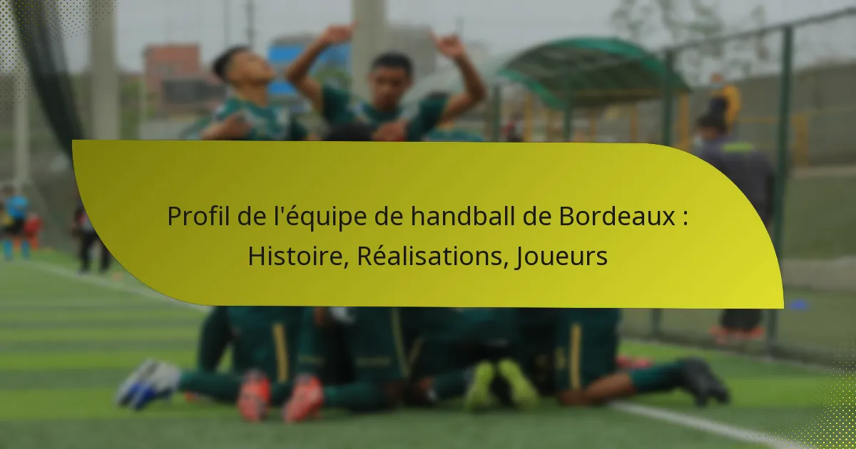 Profil de l’équipe de handball de Bordeaux : Histoire, Réalisations, Joueurs