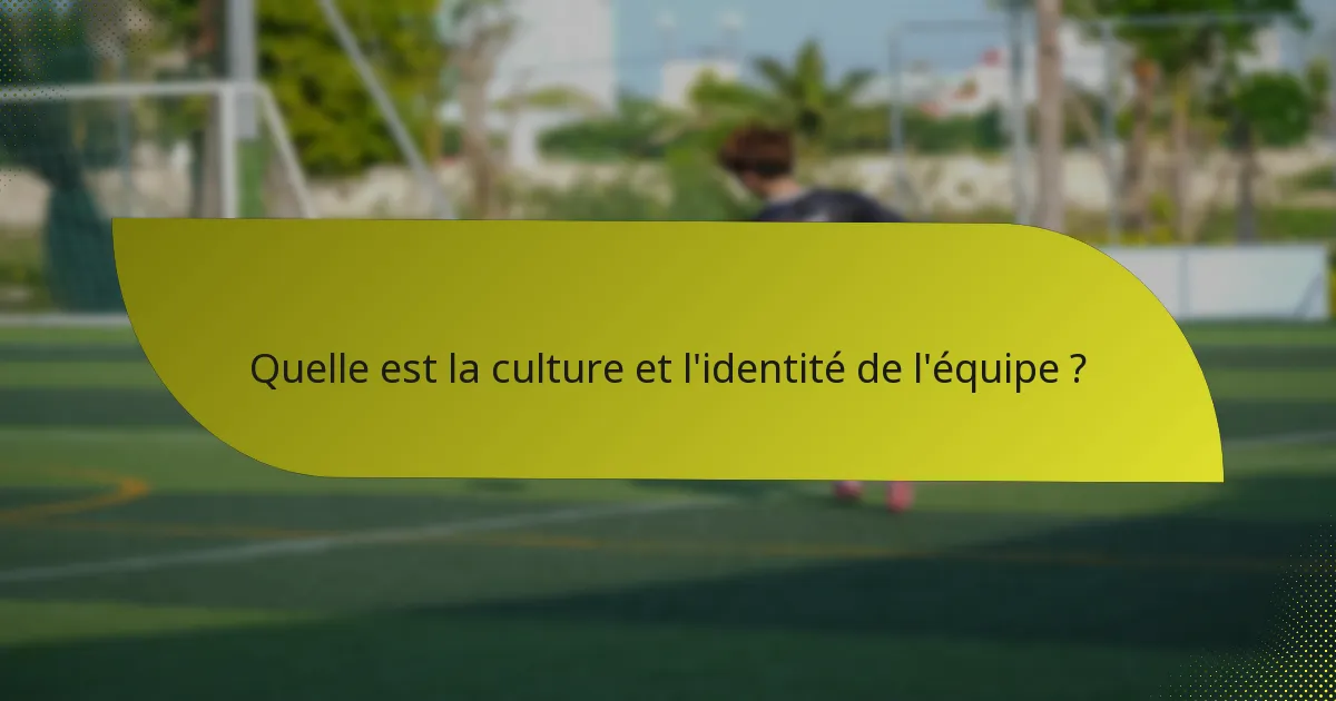 Quelle est la culture et l'identité de l'équipe ?