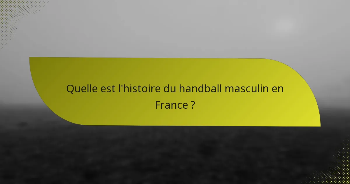 Quelle est l'histoire du handball masculin en France ?