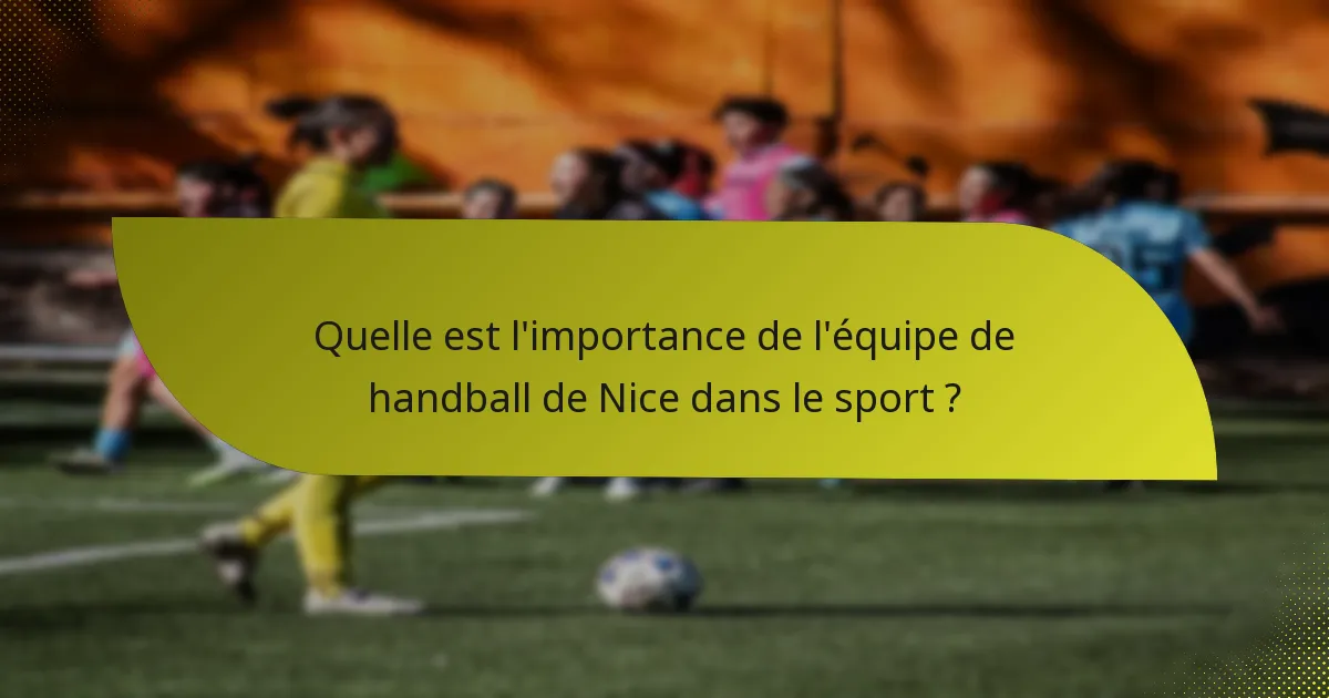 Quelle est l'importance de l'équipe de handball de Nice dans le sport ?