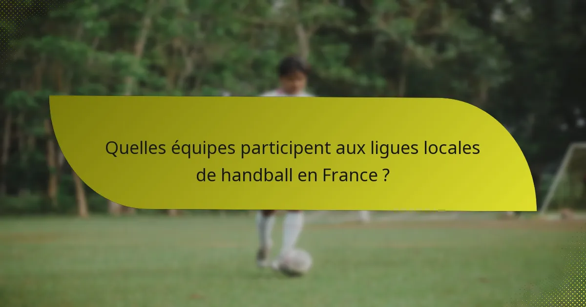 Quelles équipes participent aux ligues locales de handball en France ?