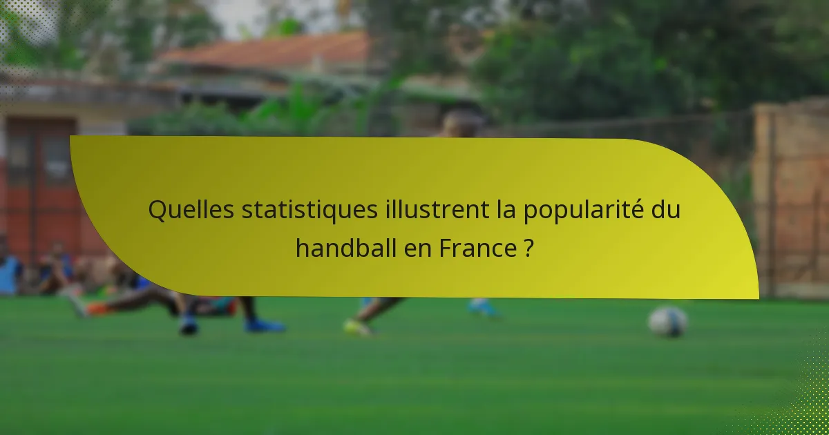 Quelles statistiques illustrent la popularité du handball en France ?