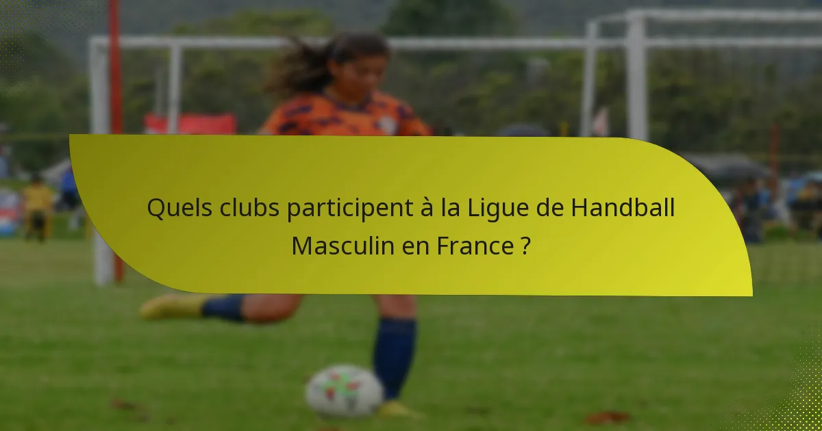 Quels clubs participent à la Ligue de Handball Masculin en France ?