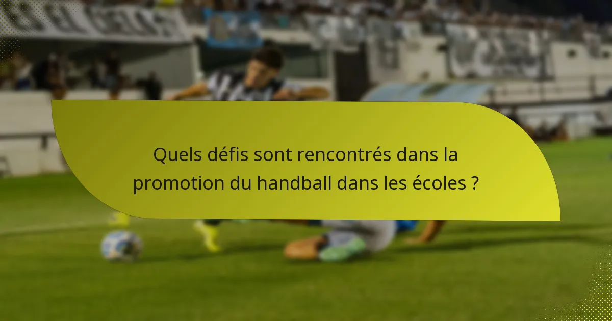 Quels défis sont rencontrés dans la promotion du handball dans les écoles ?