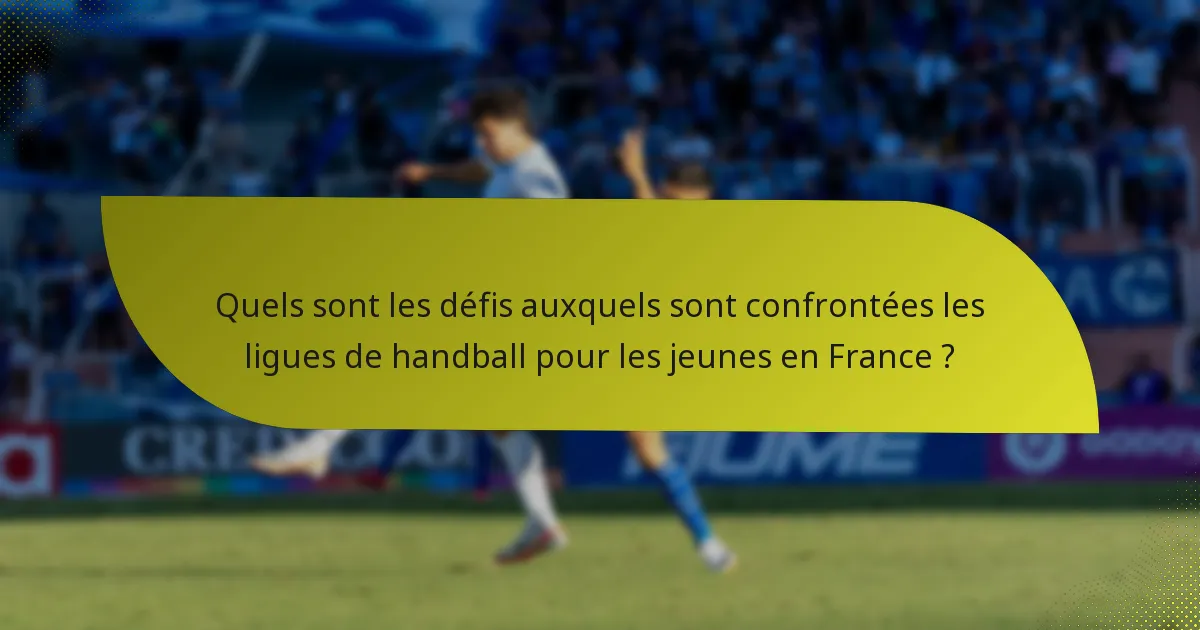 Quels sont les défis auxquels sont confrontées les ligues de handball pour les jeunes en France ?