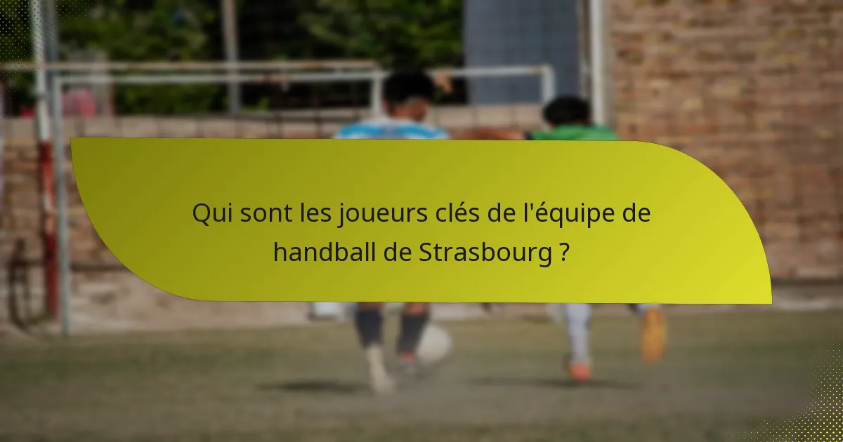 Qui sont les joueurs clés de l'équipe de handball de Strasbourg ?